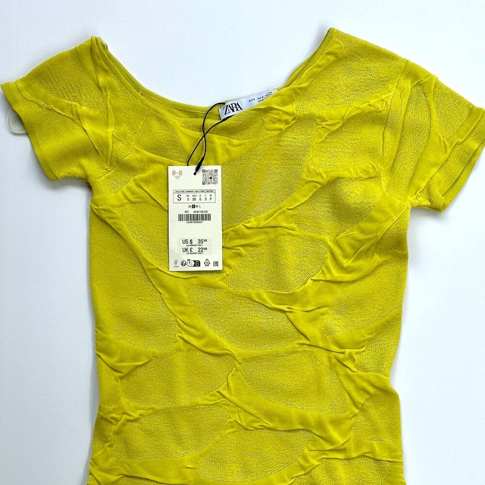 Zara Lemon-Yellow Top With An Asymmetrical Neckline